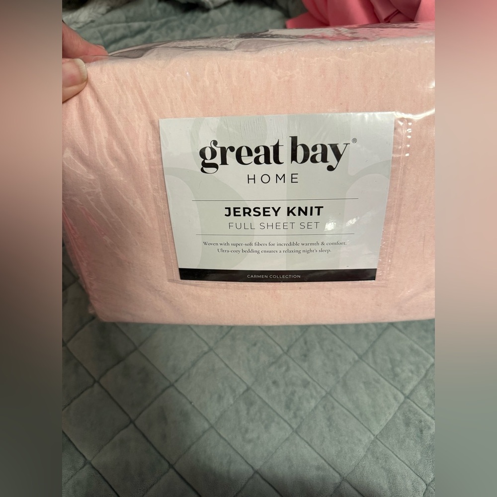 Pink Jersey Knit Full Sheet Set